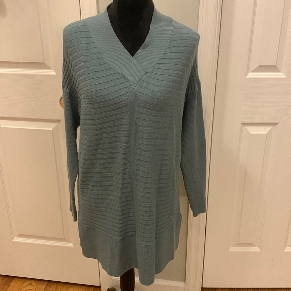 Soft Surroundings Sage Green V-Neck Knit Sweater- Size M